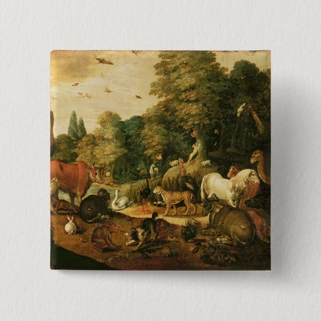 Garden of Eden (oil on canvas) 2 Inch Square Button (Front)