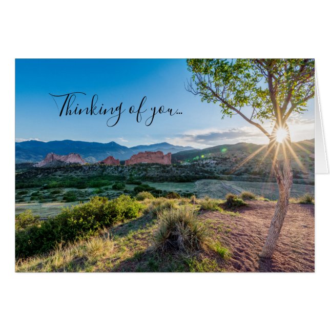 Garden Of Gods Tree Sunburst Thinking Of U Card (Front Horizontal)