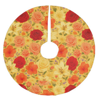 Garden of Harmony – Watercolor Floral Medley Brushed Polyester Tree Skirt