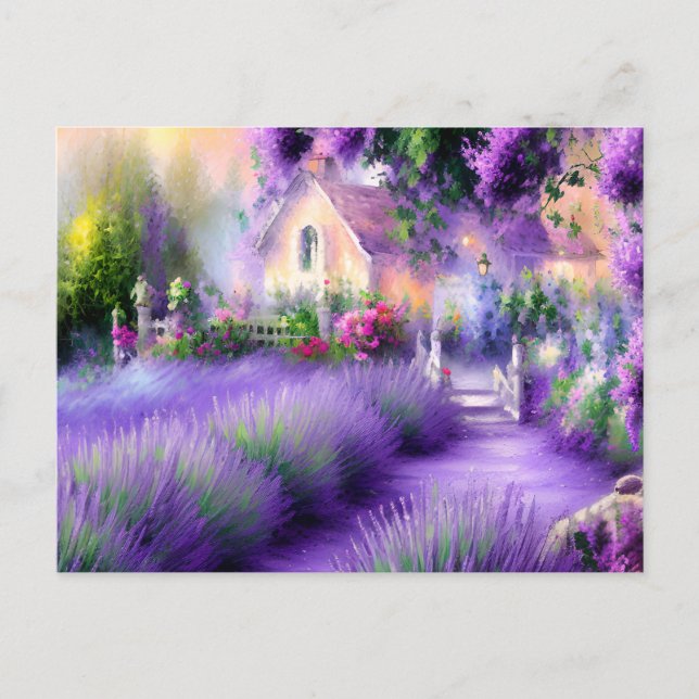 Garden of Lavender Romantic Art  Postcard (Front)