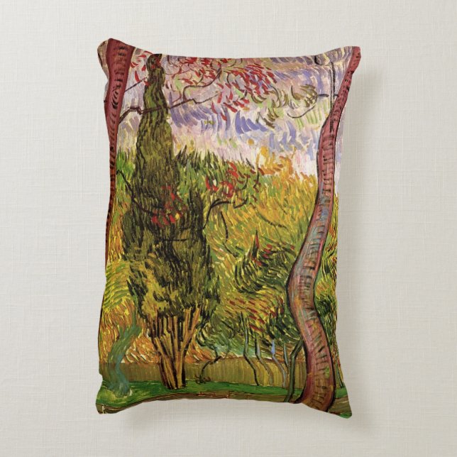 Garden of Saint-Paul Hospital by Vincent van Gogh Accent Pillow (Back(Vertical))