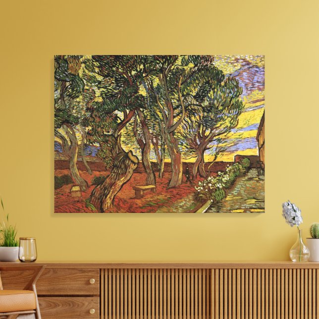Garden of Saint-Paul Hospital by Vincent van Gogh Canvas Print (Insitu(LivingRoom))