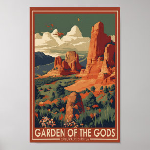 Garden of the Gods Colorado Springs Travel Vintage Poster