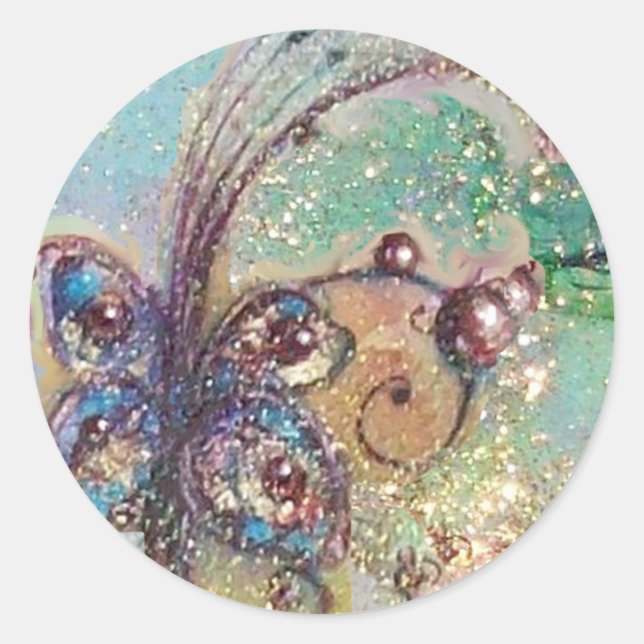 GARDEN OF THE LOST SHADOWS -BUTTERFLY PLANT CLASSIC ROUND STICKER (Front)