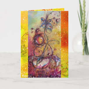 GARDEN OF THE LOST SHADOWS -BUTTERFLY PLANT yellow Holiday Card