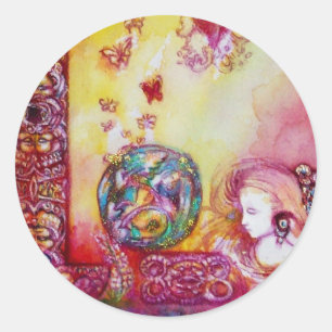 GARDEN OF THE LOST SHADOWS -FAERY AND BUTTERFLIES CLASSIC ROUND STICKER
