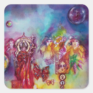 GARDEN OF THE LOST SHADOWS, FAERY AND BUTTERFLIES SQUARE STICKER