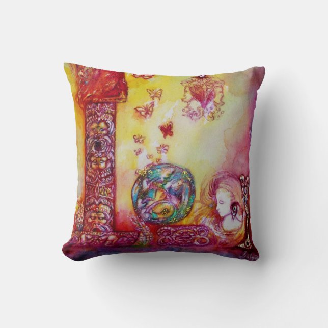 GARDEN OF THE LOST SHADOWS, FAERY AND BUTTERFLIES THROW PILLOW (Front)