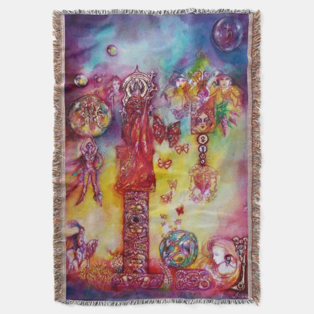 GARDEN OF THE LOST SHADOWS/FAIRIES AND BUTTERFLIES THROW BLANKET (Front Vertical)