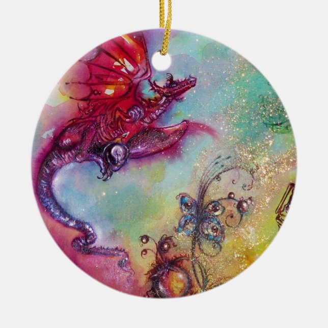 GARDEN OF THE LOST SHADOWS- FLYING RED DRAGON CERAMIC ORNAMENT (Front)