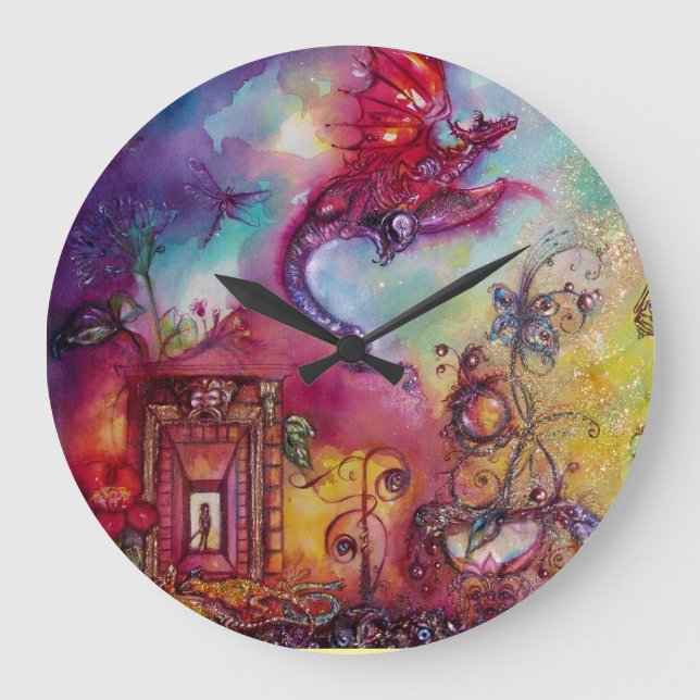 GARDEN OF THE LOST SHADOWS / FLYING RED DRAGON LARGE CLOCK (Front)