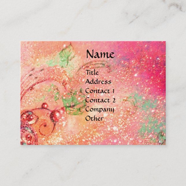 GARDEN OF THE LOST SHADOWS -FLYING RED DRAGON Pink Business Card (Front)