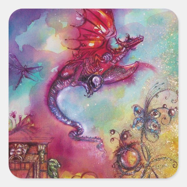 GARDEN OF THE LOST SHADOWS / FLYING RED DRAGON SQUARE STICKER (Front)