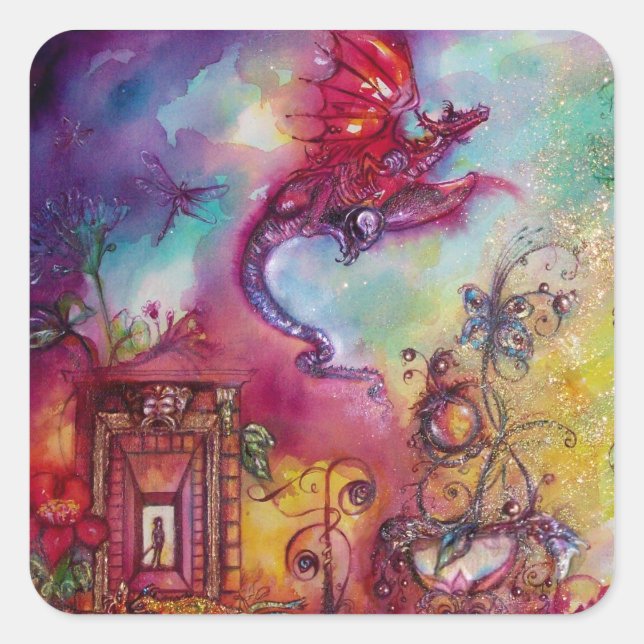 GARDEN OF THE LOST SHADOWS / FLYING RED DRAGON SQUARE STICKER (Front)
