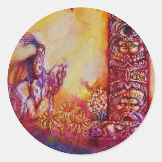 GARDEN OF THE LOST SHADOWS  / KNIGHT AND HORSE CLASSIC ROUND STICKER (Front)