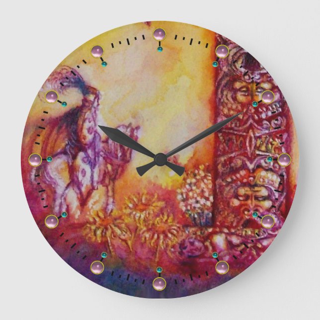 GARDEN OF THE LOST SHADOWS-KNIGHT ON HORSEBACK LARGE CLOCK (Front)