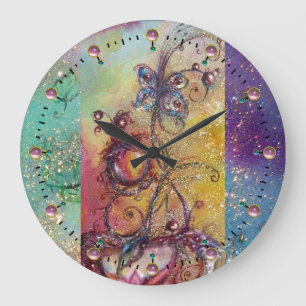 GARDEN OF THE LOST SHADOWS,MAGIC BUTTERFLY PLANT LARGE CLOCK
