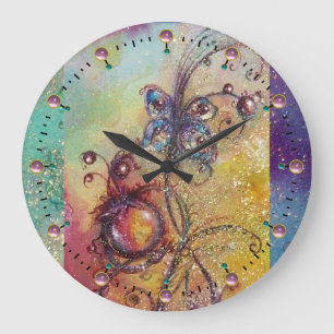 GARDEN OF THE LOST SHADOWS,MAGIC BUTTERFLY PLANT LARGE CLOCK