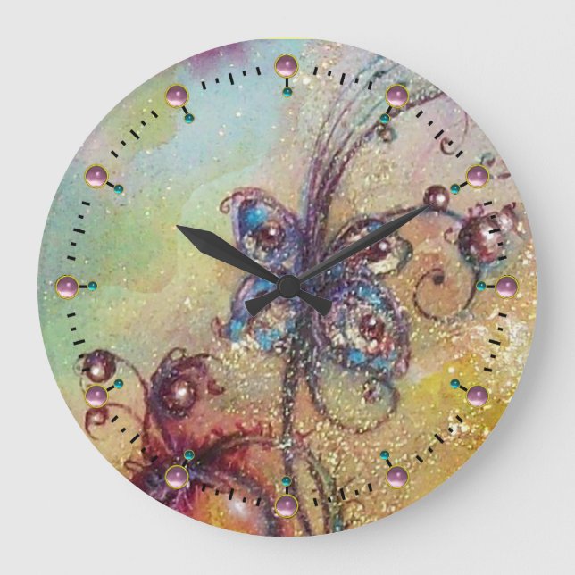 GARDEN OF THE LOST SHADOWS,MAGIC BUTTERFLY PLANT LARGE CLOCK (Front)