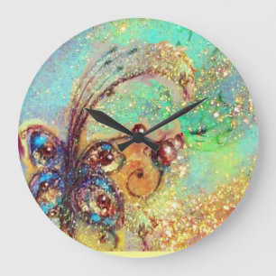 GARDEN OF THE LOST SHADOWS,MAGIC BUTTERFLY PLANT LARGE CLOCK