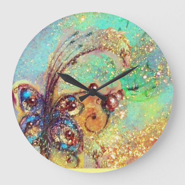 GARDEN OF THE LOST SHADOWS,MAGIC BUTTERFLY PLANT LARGE CLOCK (Front)