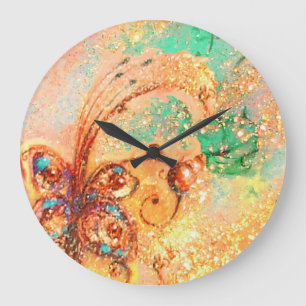 GARDEN OF THE LOST SHADOWS,MAGIC BUTTERFLY PLANT LARGE CLOCK