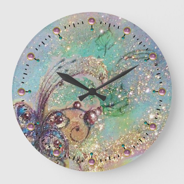 GARDEN OF THE LOST SHADOWS,MAGIC BUTTERFLY PLANT LARGE CLOCK (Front)