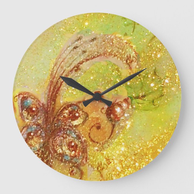 GARDEN OF THE LOST SHADOWS,MAGIC BUTTERFLY PLANT LARGE CLOCK (Front)