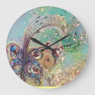 GARDEN OF THE LOST SHADOWS,MAGIC BUTTERFLY PLANT LARGE CLOCK