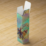 GARDEN OF THE LOST SHADOWS MAGIC BUTTERFLY PLANT WINE BOX<br><div class="desc">Elegant, colourful, whimsical monogram design, vibrant magical beauty, sparkling fantasy flowers in bright aqua blue, turquoise , teal green , orange yellow colours, gold sparkles. Mixed media painting with golden and silver foil .The theme concerns archetypes and medieval alchemic symbolism .This is a distilled vision from occidental and oriental collective...</div>