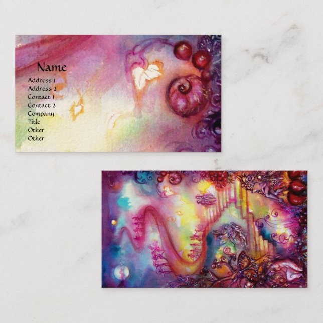 GARDEN OF THE LOST SHADOWS ,MYSTIC STAIRS pink red Business Card (Front/Back)