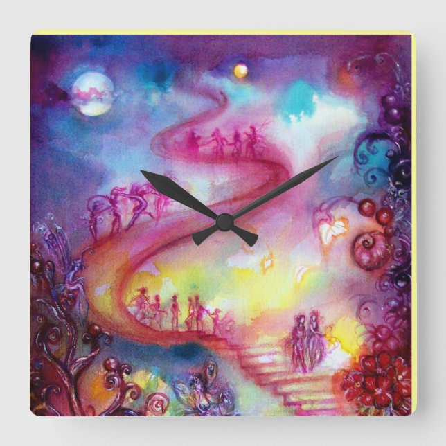 GARDEN OF THE LOST SHADOWS / MYSTIC STAIRS SQUARE WALL CLOCK (Front)