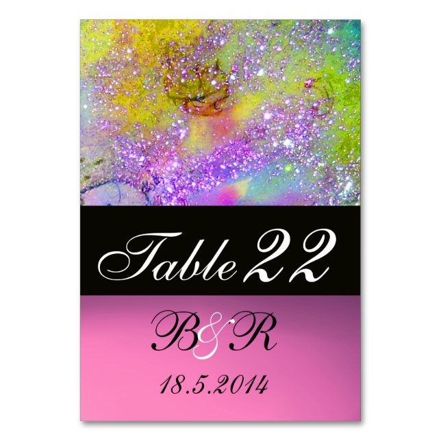 GARDEN OF THE LOST SHADOWS Pink Purple Blue Yellow Table Number (Back)