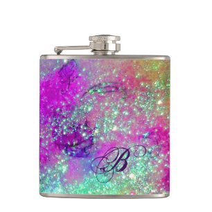 GARDEN OF THE LOST SHADOWS -pink purple violet Hip Flask
