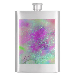 GARDEN OF THE LOST SHADOWS -pink purple violet Hip Flask