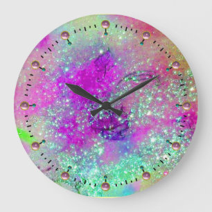 GARDEN OF THE LOST SHADOWS -pink purple violet Large Clock