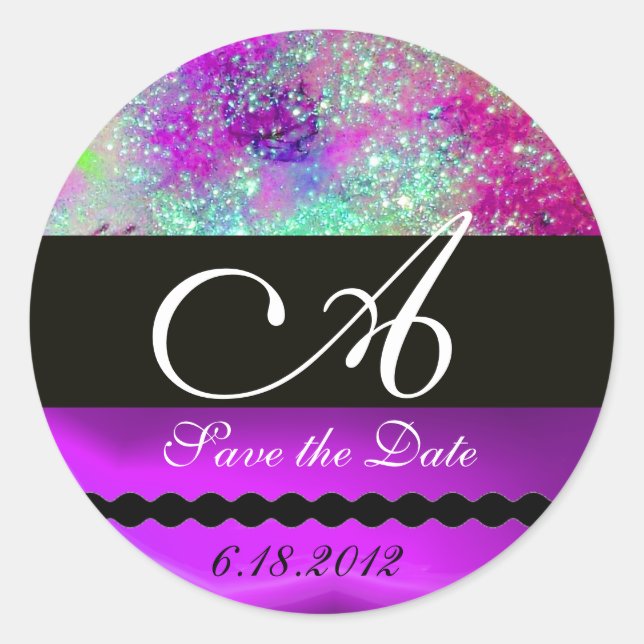GARDEN OF THE LOST SHADOWS -SAVE THE DATE MONOGRAM CLASSIC ROUND STICKER (Front)
