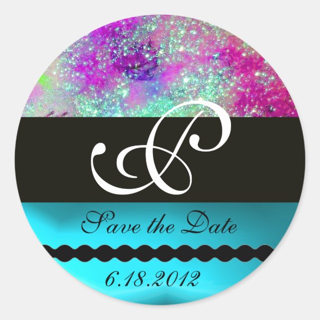 GARDEN OF THE LOST SHADOWS -SAVE THE DATE MONOGRAM CLASSIC ROUND STICKER (Front)