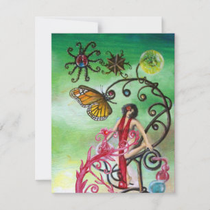 GARDEN OF THE MELISSA 2, red ,pink green white Invitation