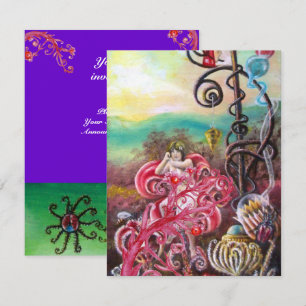 GARDEN OF THE MELISSA, bright red ,pink violet Invitation