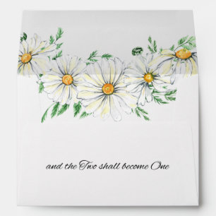 Garden of White Watercolor Daisies Greenery Envelope