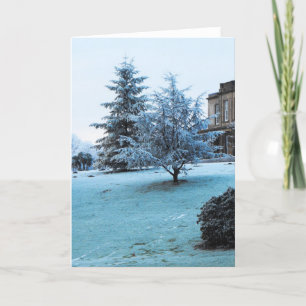 Garden on a frosty morning holiday card