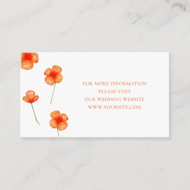 Garden orange flowers. Simple Wedding details Enclosure Card (Front)