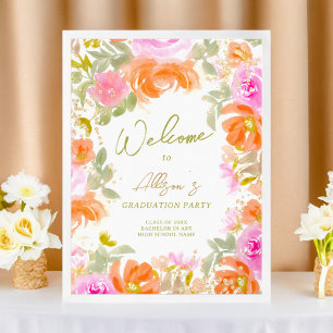 Garden orange wildflowers welcome graduation poster