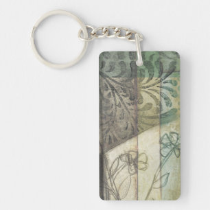 Garden Panel with Leaves, Flowers, and Grass Keychain