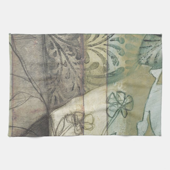 Garden Panel with Leaves, Flowers, and Grass Kitchen Towel (Horizontal)