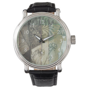 Garden Panel with Leaves, Flowers, and Grass Watch
