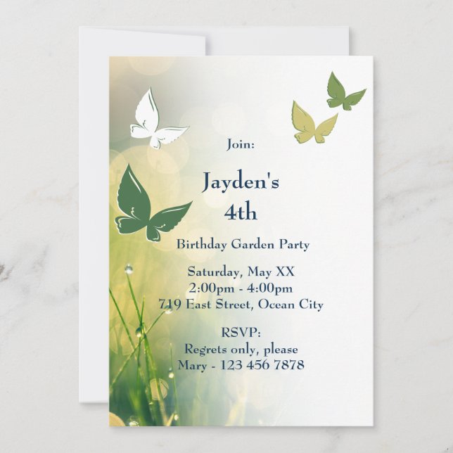 Garden Party 4e anniversaire Invitation Card (Devant)