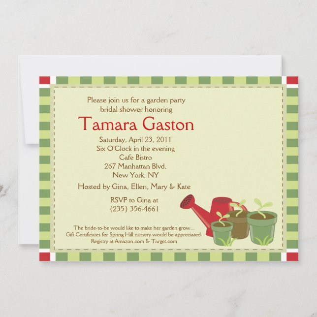Garden Party 5x7 Bridal Shower Invite (Front)