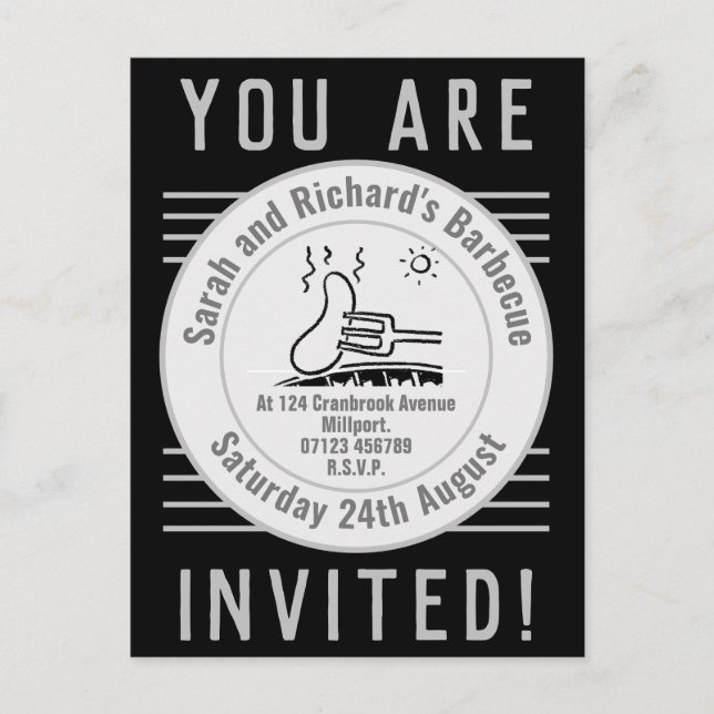 Garden Party Barbecue Invitation Postcard (Front)